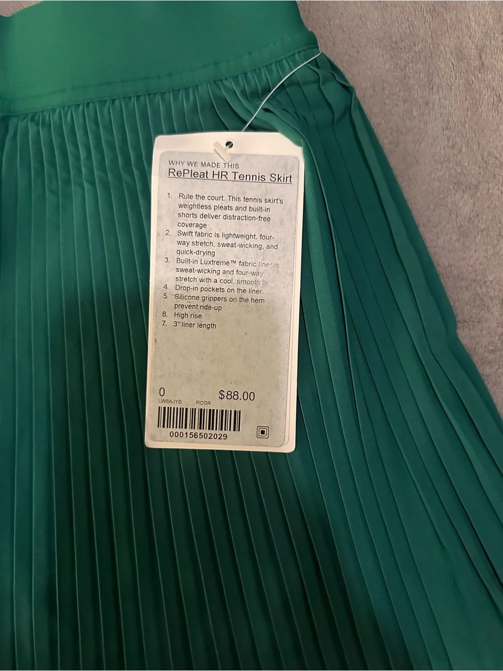 lululemon athletica Emerald Green Pleated Skater Skirt